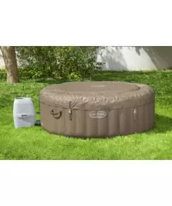 Piscina idromassaggio gonfiabile bestway "lay-z-spa palm spring" 4/6 persone 196x196x71 cm con copertura, 2 cartucce, dvd, manometro pressione e flottatore chimico  - cod. 60017